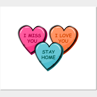 Quarantine Stay Home Valentines Candy Heart Posters and Art